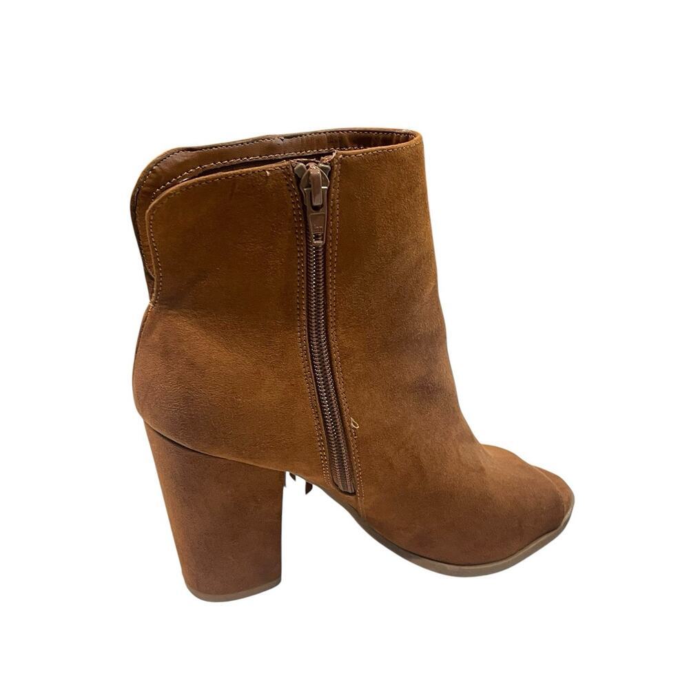 Big Buddha Brown Suede Peep Toe Zip Booties w/Fringe Womens size 7 Boho Western - Picture 5 of 7